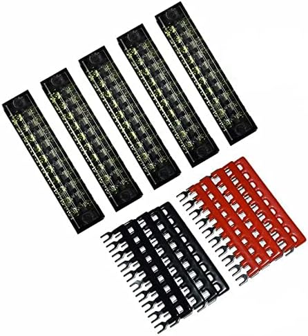 Screw Terminal Strip 600V + 400V Pre Insulated Terminal Barrier Strip Red/Black (15A 10P)