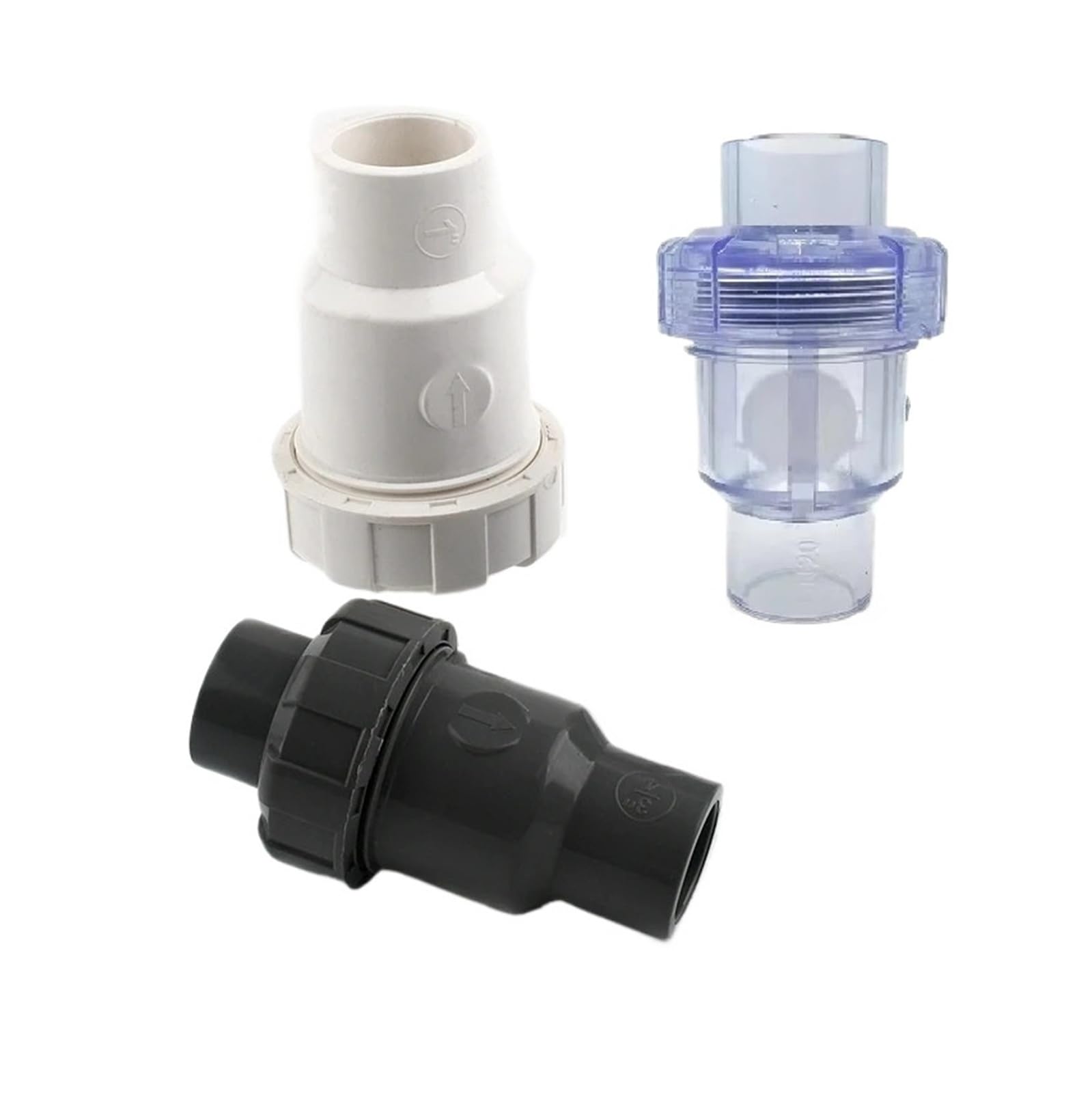 1PC 20 25 32 40 50mm kulowe zawory zwrotne UPVC zawór pionowy wydechowy nawadnianie ogrodu adapter do akwarium złącze rury pcv(Dark Gray,50mm Inner diameter)