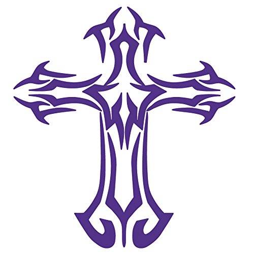 Religious Christian Tribal Cross 6 Inch Vinyl Decal Sticker Purple