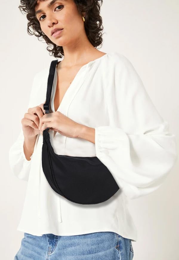 Dumpling Bag for Women, Crescent Crossbody Bags,Travel Nylon Moon Purse Bag,Small and Lightweight Sling Bags2