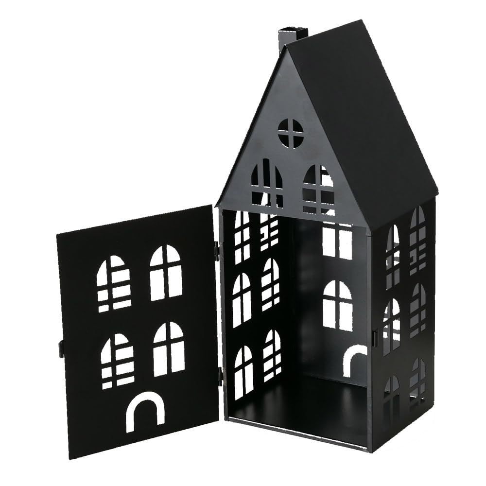 3-częściowa latarnia Dover czarna z metalu wys. 13-35 cm domek dekoracyjny metalowy świecznik