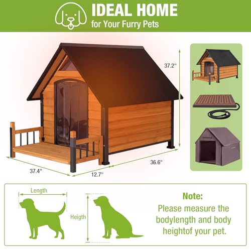 GUTINNEEN-Extra-Large-60-Heated-Dog-House-Outdoor-Dog-Kennel-with-Safe-Heated-Pad-Chew-Proof-Metal-Frame-and-Rotating-Food-Bowl-for-Large-Dog-Breeds