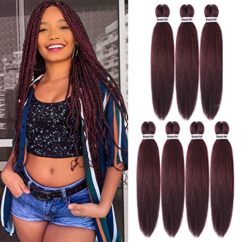Rismale Pre Stretched Braiding Hair 26" Yaki Texture Ombre Itch Free Crochet Braids Hair Extensions 7Pcs/Lot Hot Water Setting(99J)