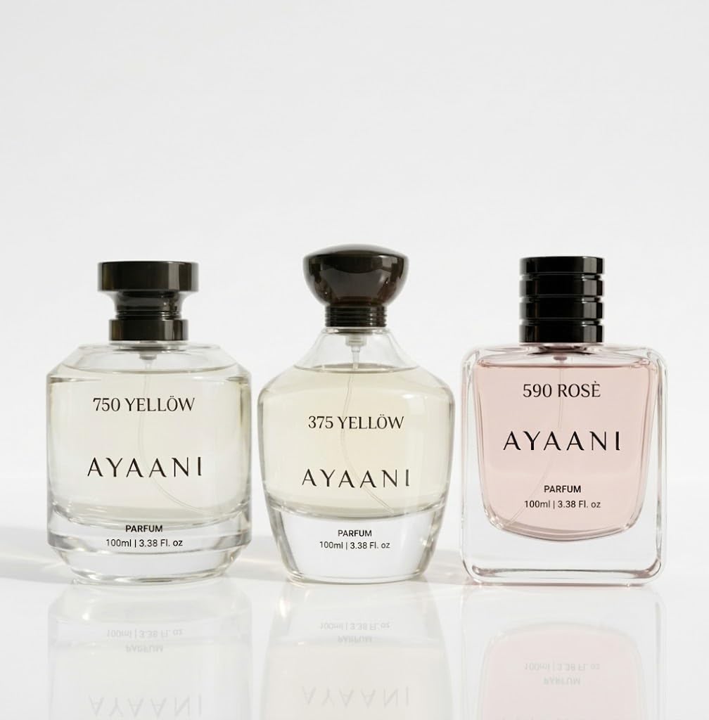 Ayaani Luxury Signature Perfume Gift Set for Women & Men | Includes 375 Yellow, 590 Rosé & 750 Yellow Premium Long Lasting Parfum | Citrus, Floral, Fruity, Amber, Vanilla & Woody Notes | 3 x 100ml Perfume Combo Pack-picture-14