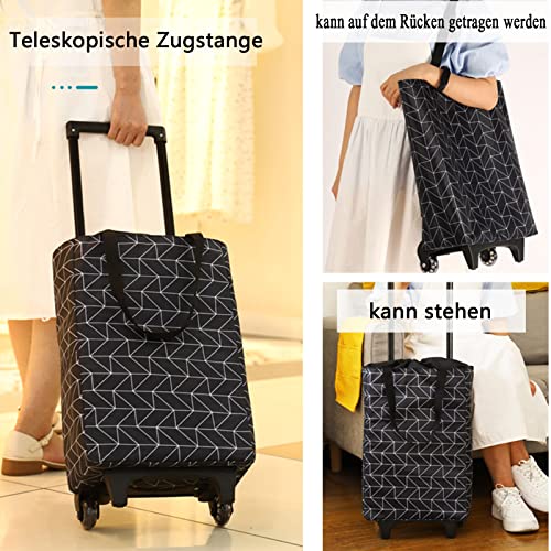 ROEWIAM Einkaufstrolley Einkaufstrolley mit 4 Rädern Zusammenklappbarer Einkaufswagen mit großer Tasche 20kg, 21L… – Bild 4