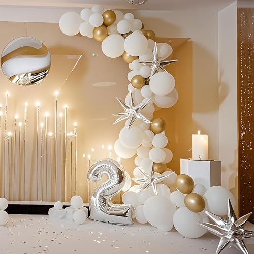Image of White Balloons Birthday Decorations 30 Pack 18 inch Round Wedding Ballons for White Themed Wedding Graduation Birthday Party Backdrop 4th of July Decorations Independence Day