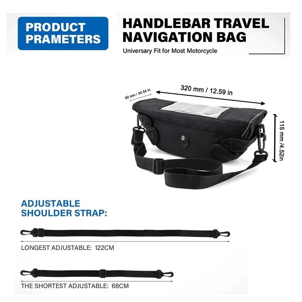 Generico Zontes 368G ADV Sac de guidon étanche pour téléphone et volant de moto