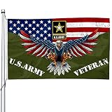 U.S. Army American Eagle Veteran Flag - UV Fade Resistant Double Printed and Double Stitched 150D Po