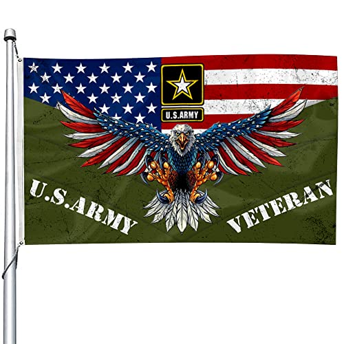 U.s. Army American Eagle Veteran Flag - Uv Fade Resistant Double Printed And Double Stitched 150D Polyester 3X5Ft Banner (American Eagle Veteran) #TOP3