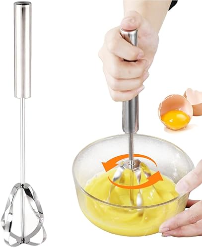 Miniatura 11 de Batidores para cocinar nuevos gadgets 2025, batidor de huevos de acero inoxidable, batidor semiautomático para hornear, revolver y batir (pequeño, 1