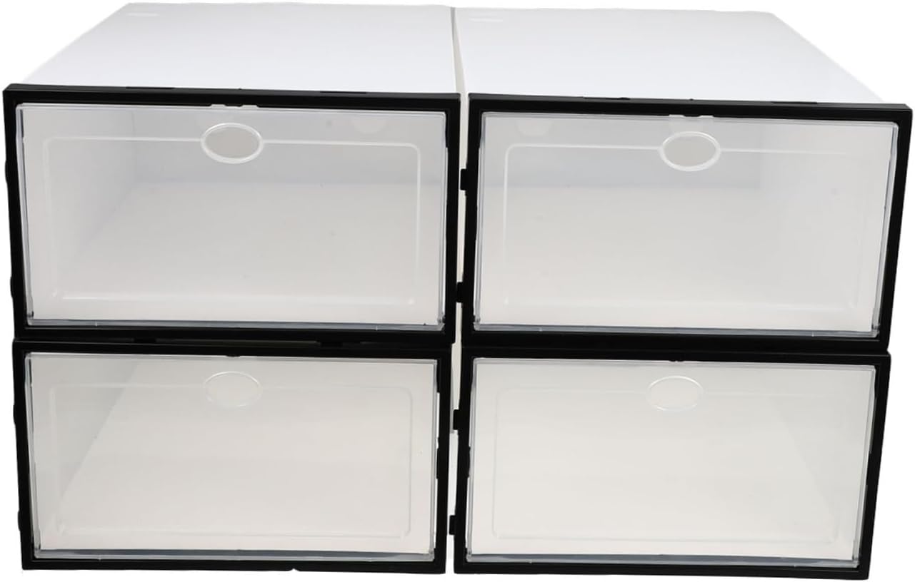 Zerodeko 4pcs Thickened Plastic Shoes Storage Box Holder Boxes for Closet Door Entryway