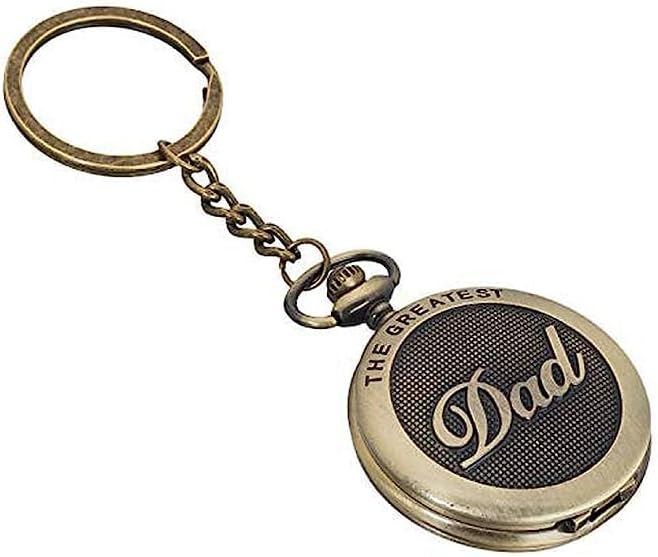 Blue Aura Premium Pocket Watch Metal Keychain Retro Vintage for Gifting With Key Ring Anti-Rust (BA-KWIC-3)