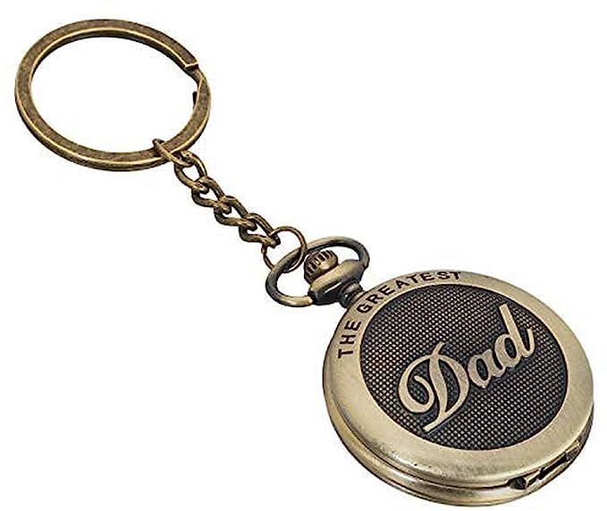 Blue AuraPremium Pocket Watch Metal Keychain Retro Vintage for Gifting With Key Ring Anti-Rust (BA-KWIC-3)