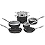 Cuisinart Dishwasher Safe Hard-Anodized 11-Piece Cookware Set, Black