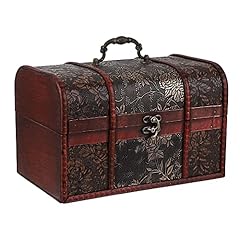 IGNPION Scrigno del tesoro dei pirati in legno con motivi floreali, scatola regalo in stile vintage per gioielli, bigiotteria, collezione di monete, lettera