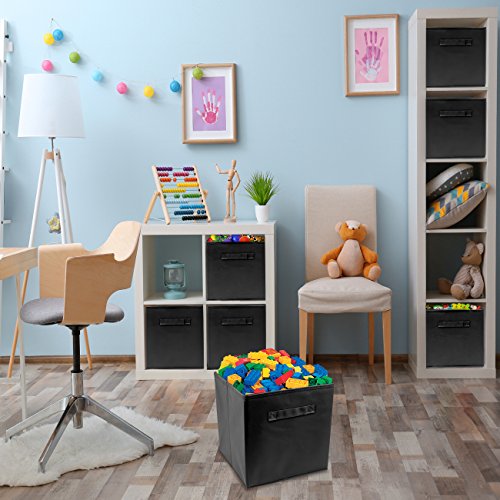 Sorbus® Foldable Storage Cube Basket Bin (6 Pack, Black) #TOP4