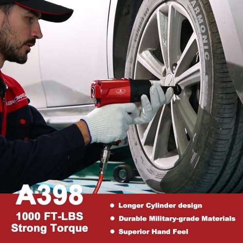 AEROPRO TOOLS 1/2-Inch Aluminum Air Impact Wrench(A398),Twin Hammer with 1380FT-LB Max Loosening Torque, Pneumatic Impact Gun, for Auto Repair, Tire Shop (Aluminum Housing) - Image 3