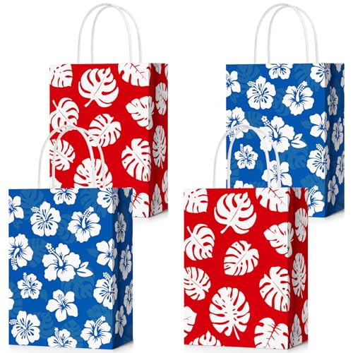 Sacs cadeaux hawaïens Motiskyy avec poignées pour anniversaire et fête (Lot de 16)