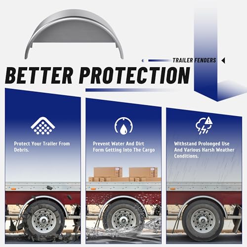 Image of ECOTRIC Round Alloy Steel Trailer Fenders W /Fender Backs Fit 14 inch-16 inch Wheels