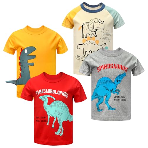 Image of DEEKEY Toddler Boys Shirts Short-Sleeve Little Kids t Shirts Boys' Tops, Tees & Shirts Graphic TEE Age for 2-7 Years 4-Pack