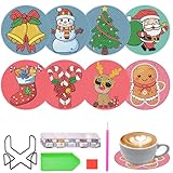 8 Stück Diamond Painting Untersetzer Weihnachten DIY Set für Kinder Erwachsene Basteln,Weihnachten Geschenk,Weihnachtsdeko Tisch fur Tassen,Vasen,Kerzen