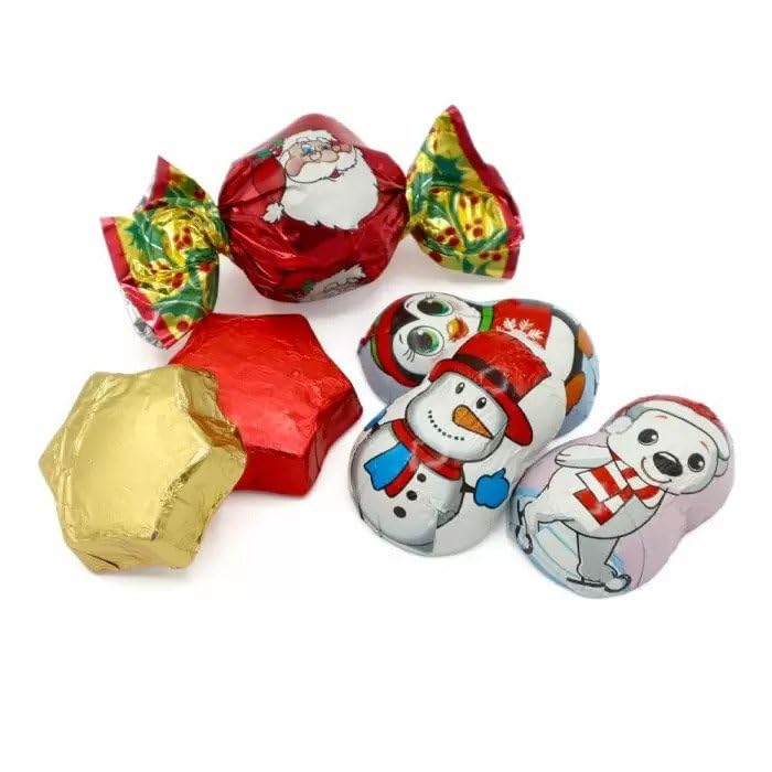 Christmas Chocolate Assortment with fillings 1kg bag (Santa, Polar Bear, Stars, Pinguins, Snowman)