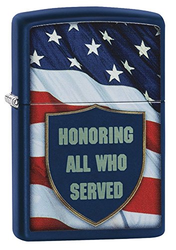 Zippo Honoring All Who Served Pocket Lighter, Navy Matte