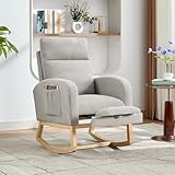 RBFGYIOP Comfort Nursery Rocking Chair with Adjustable Footrest - Padded Gliding Armchair for Breastfeeding, Soft Teddy Fleece Upholstery, Deep Cushioning for Ultimate Relaxation