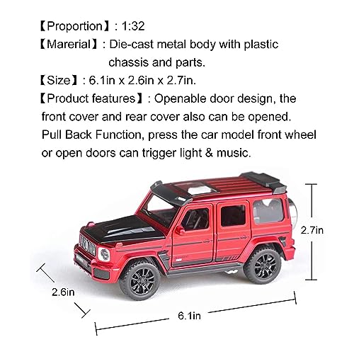 Image of DEUSON ECOM G Wagon Die Cast Metal Toy Car 1:32 Scale Diecast Pullback Toy Car with Openable Doors & Light, Music Car for Kids Best Toys Gifts Toys for Boy