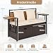 COSTWAY Gartenbank Polyrattan mit Stauraum, klappbaren Seitenablagen und Kissen, wetterfeste Truhenbank, 2-Sitzer Balkonbank, Sitzbank für Garten, Balkon, Terrasse, 120 x 51 x 82 cm (Beige)