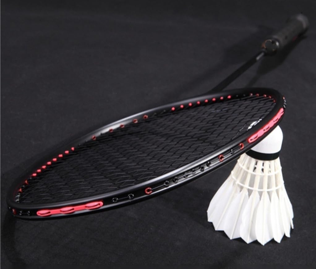 Badminton Set Racchetta da Badminton Offense 6U/72g/G5 Max 35 libbre in Fibra di Carbonio (Inclusa Borsa e Corda)(Noir)