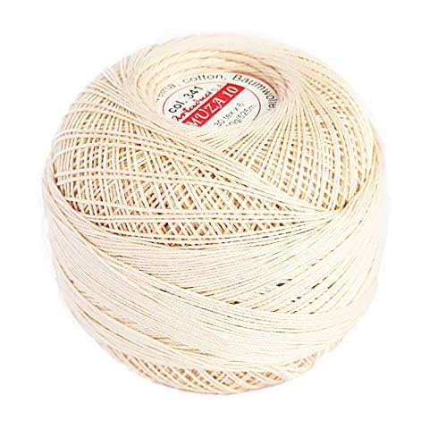 Cotton Crochet Thread Size 10, Fine Yarn (574yd / 525m), Luxurious Feel Crochet and Knitting (3.52oz / 100g) Beige (341) Cover