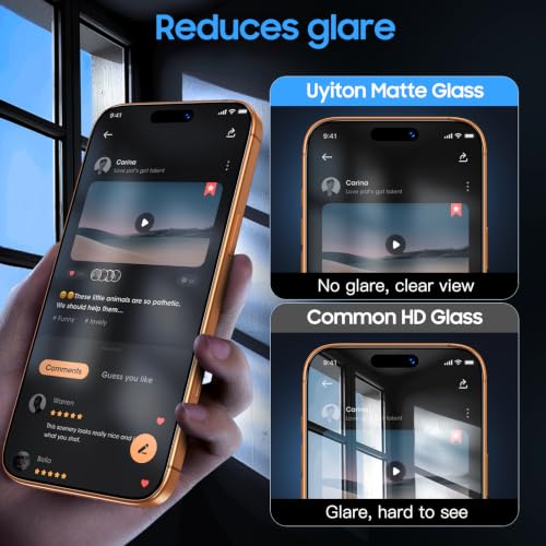 Image of Uyiton for iPhone 17 Pro Max Matte Screen Protector - 2 Pack | Anti‑Glare & Anti‑Fingerprint, Fingerprint Unlocking, 9H+ Hardness, Shatterproof, Full Coverage, Bubble‑Free Easy Install