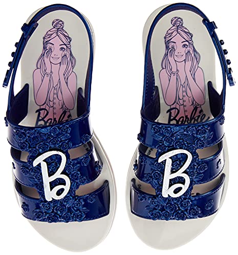 Sandália Barbie Spa, Grendene Kids, Criança Unissex, Branco/Azul Metalizado, 29