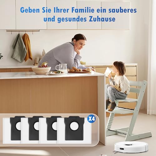 4 Stück Wiederverwendbar Staubbeutel Zubehör für Dreame X50 Ultra Complete / X40 Ultra Complete / L10s Ultra Gen 2 / L10s Ultra / D10 Plus Gen 2 / Mova E30 Ultra Saugroboter Ersatzteile 6 Duftblocks