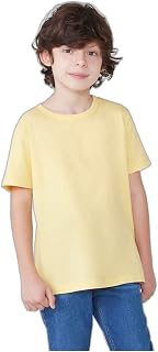 Camiseta Básica Infantil Menino Modelagem Regular Amarelo 010