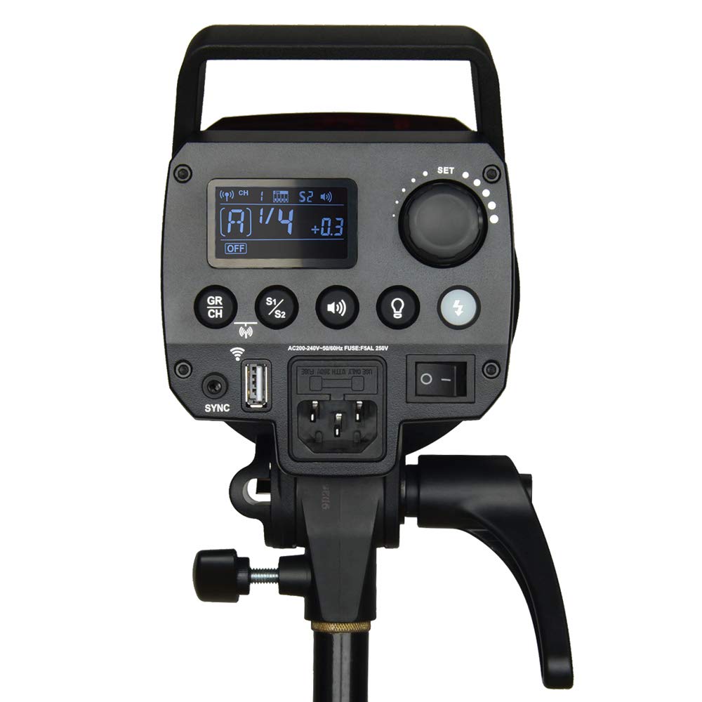 Godox MS300 Lámpara Flash de Estudio Compacto, Incluye Reflector AD-R6，Bowen Mount, 300W, Anti-preflash, Lámpara de Modelado, Función Flash Antiniebla