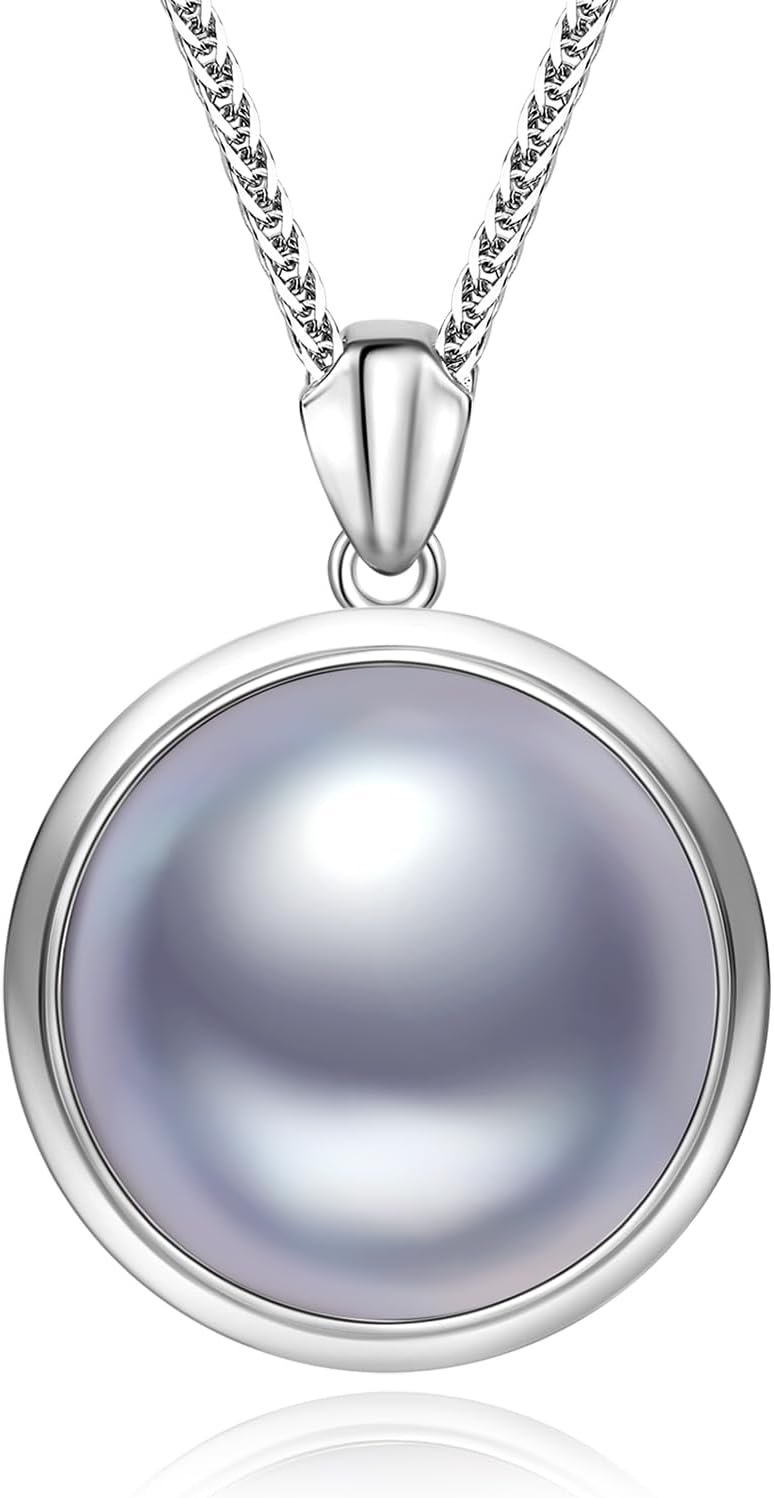 Gifts for Wife Women Anniversary -Mabe Pearl Necklace -Mom Girlfriend Her Fine Jewelry Mothers Day Valentines Christmas Birthdays Gift