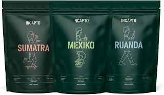 Incapto Exotische Kaffeeset | Spezialitäten-Kaffeebohnen Natur | Herkunft - Ruanda, Sumatra und Mexiko | Specialty Coffee +80 Punkte SCA | 3 Pakete à 500g