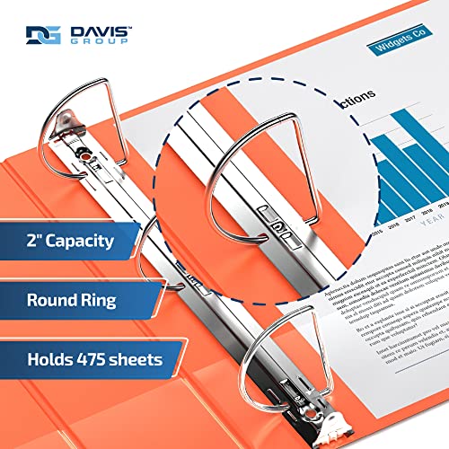 Premium Economy 2-Inch Binders, 3-Ring Binders For School, Office, Or Home, Colored Binder Notebooks, Pack Of 6, D Ring, Orange #TOP1