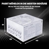 Lian Li SX1200P Netzteil – 1.200 W Weiß | 80 Plus Platinum Effizienz, Vollmodulare abnehmbare Kabel, ATX 3.1 & PCIe 5.1, Modernes & Leises Gaming-PC PSU – Ansicht 3
