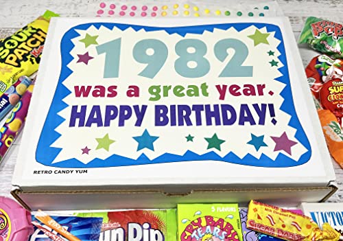 RETRO CANDY YUM ~ 1982 44th Birthday Gift Box of Nostalgic Candy from Childhood for 44 Year Old Man or Woman Born 1982