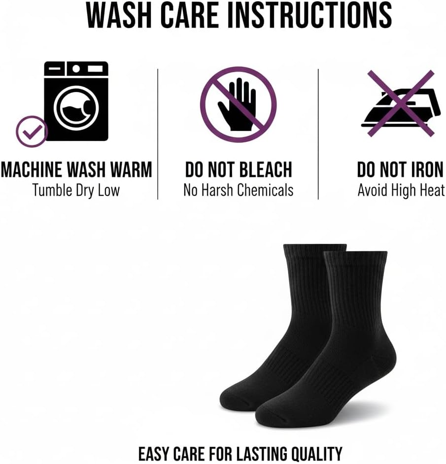 Men Socks 6/12 Pairs, Cotton Crew Socks, Breathable Athletic Extra Heavy Cushion Sock for Workout, Gym image 5