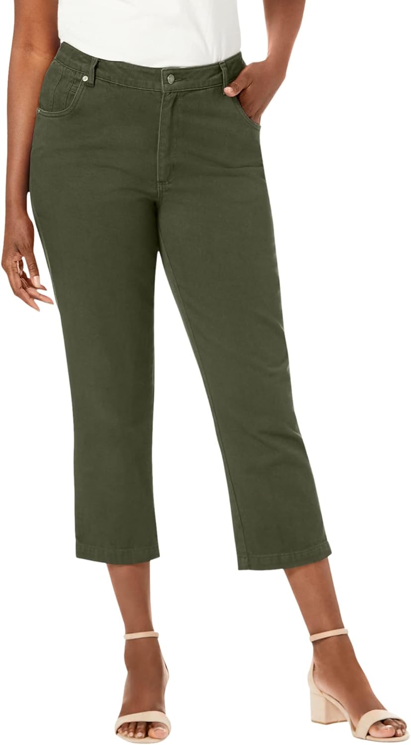 Jessica London Women's Plus Size Classic Cotton Denim Capri