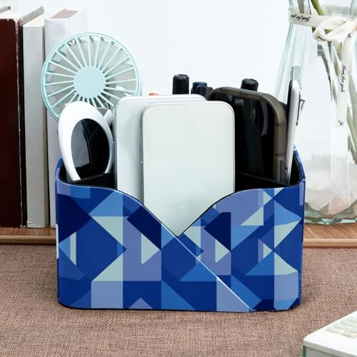 Boîte de rangement carré bleu géométrique durable et polyvalente pour organisation