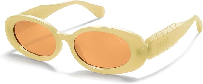 SOJOS Ocean Collection Retro Oval Polarized Sunglasses for Women Men Vintage Recycled Plastic Frame Eco-Friendly, Sunlight Spring Accessories