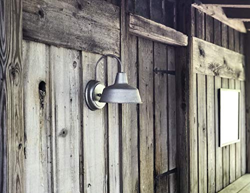 Mason Barn Light 1 Indoor/Outdoor Wall Mount Modern Industrial Farmhouse Design House Light For Patio, Garage, Bathroom, Office, Kitchen, 8 Inch, Galvanized, 520965 #TOP4