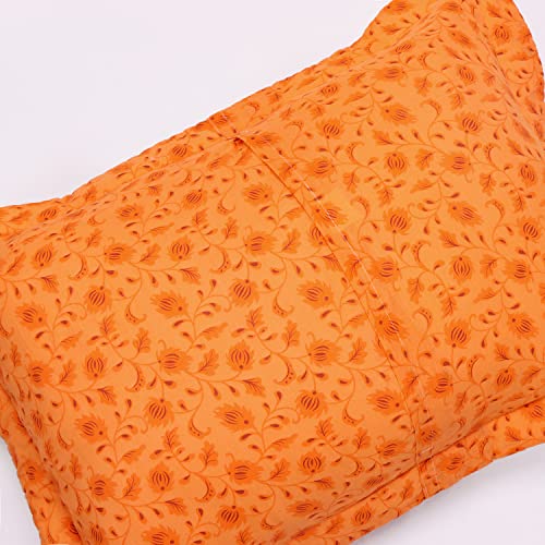 Evenhug Sunflower Pillow Shams Set Of 2 Cotton Quilted Pillowcase Matching Bedding Decoration Oblong Double Patterns (Orange Pillow Shams, 20″X26″) #TOP6