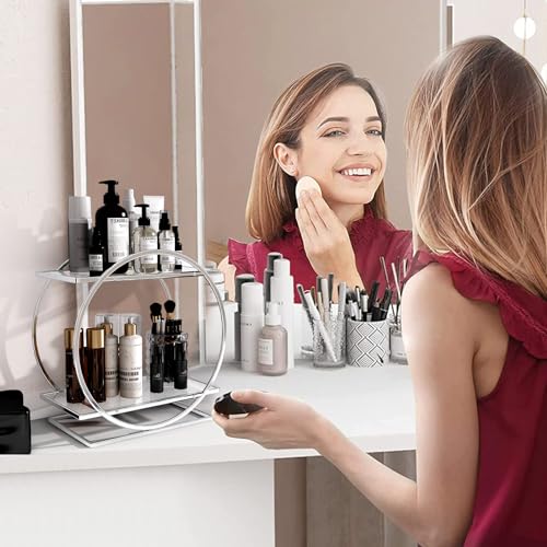 LZDMY Makeup Organiser 2 Tier, Skincare Storage Organiser for Dressing Table, Perfume Organiser Acrylic Display Holder, Cosmetics Toiletries Organiser for Bathroom - Image 3