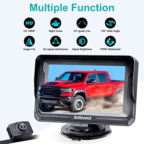 Dohonest Backup Camera Hd 1080P Rear View Monitor Kit Night Vision Waterproof Reverse Camera For Car Truck Pickup Minivan Diy Grid Lines S01 #TOP1
